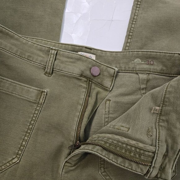 Faherty Women's Size 30 Wide Leg Stretch Terry Patch Pocket Pants Olive Green - Picture 6 of 11